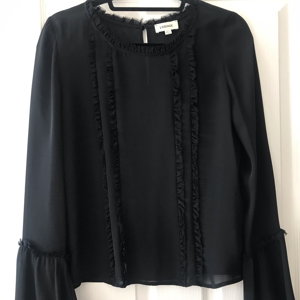 L’agence Sheer Ruffle Blouse